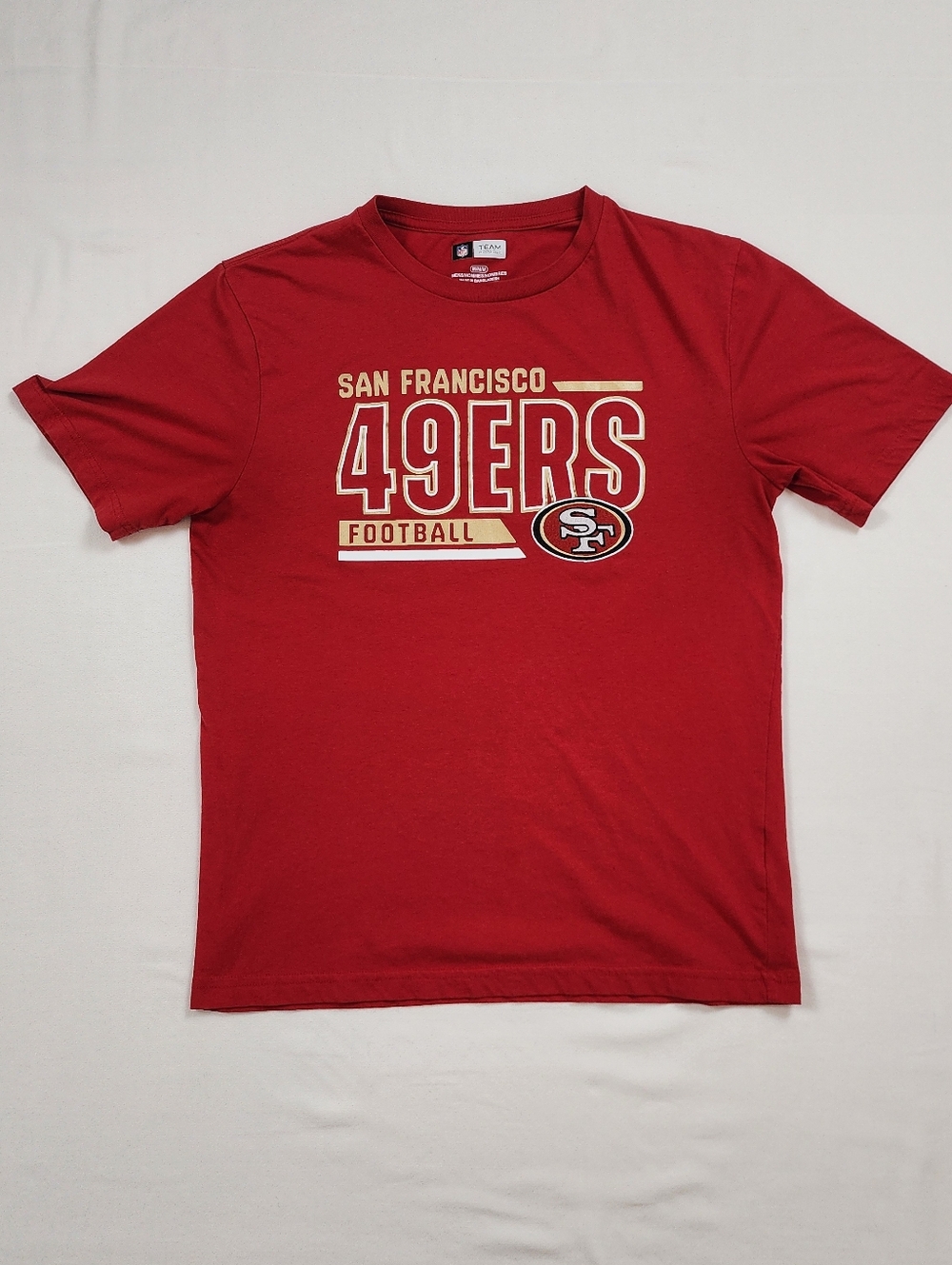 Official NFL San Francisco 49ers Embroidered Logo Graphic Tee Red Size M